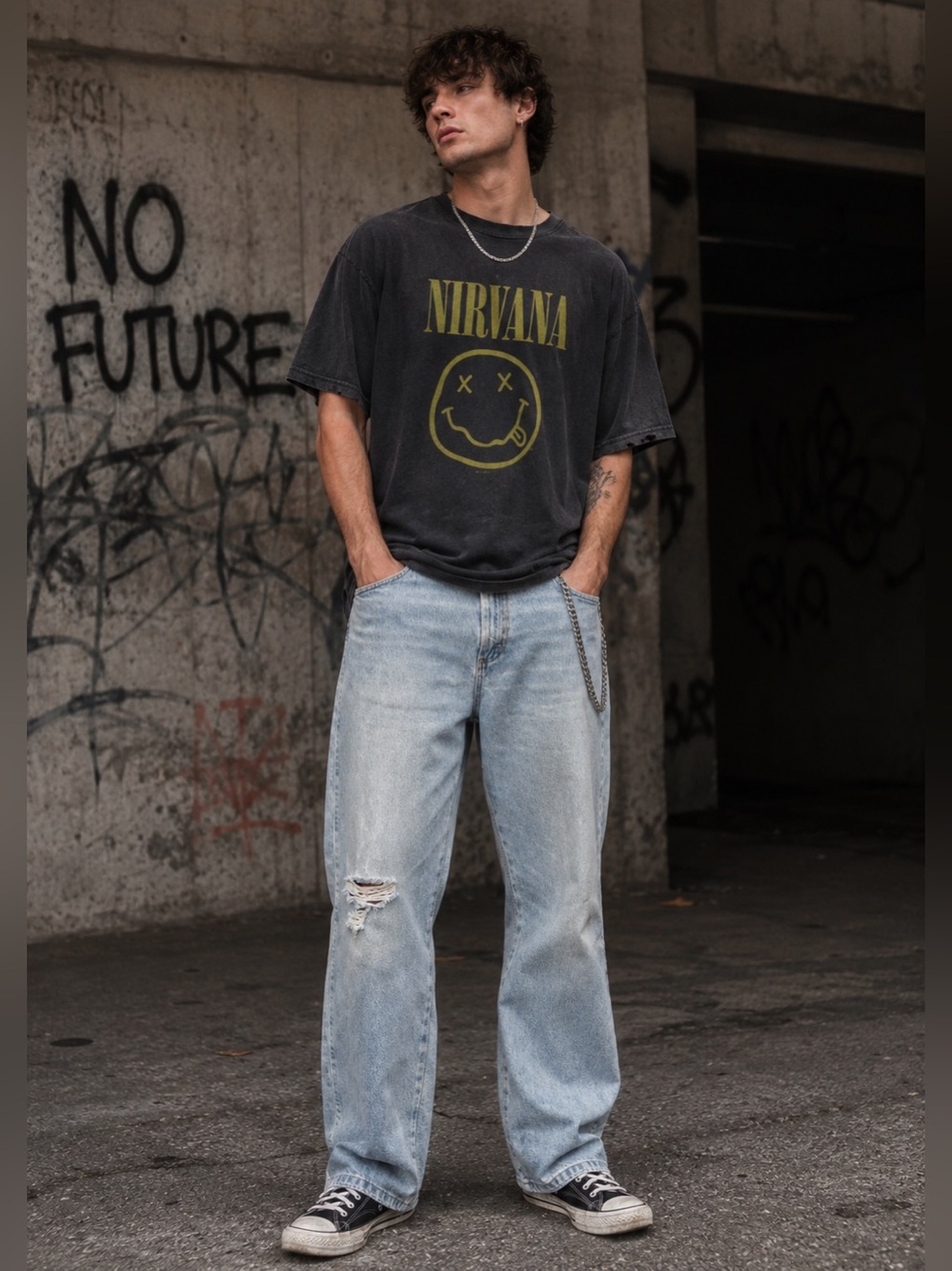 Vintage Straight Leg Wrangler Jeans Grunge Y2K 36x30 Nice Fades Distressed
